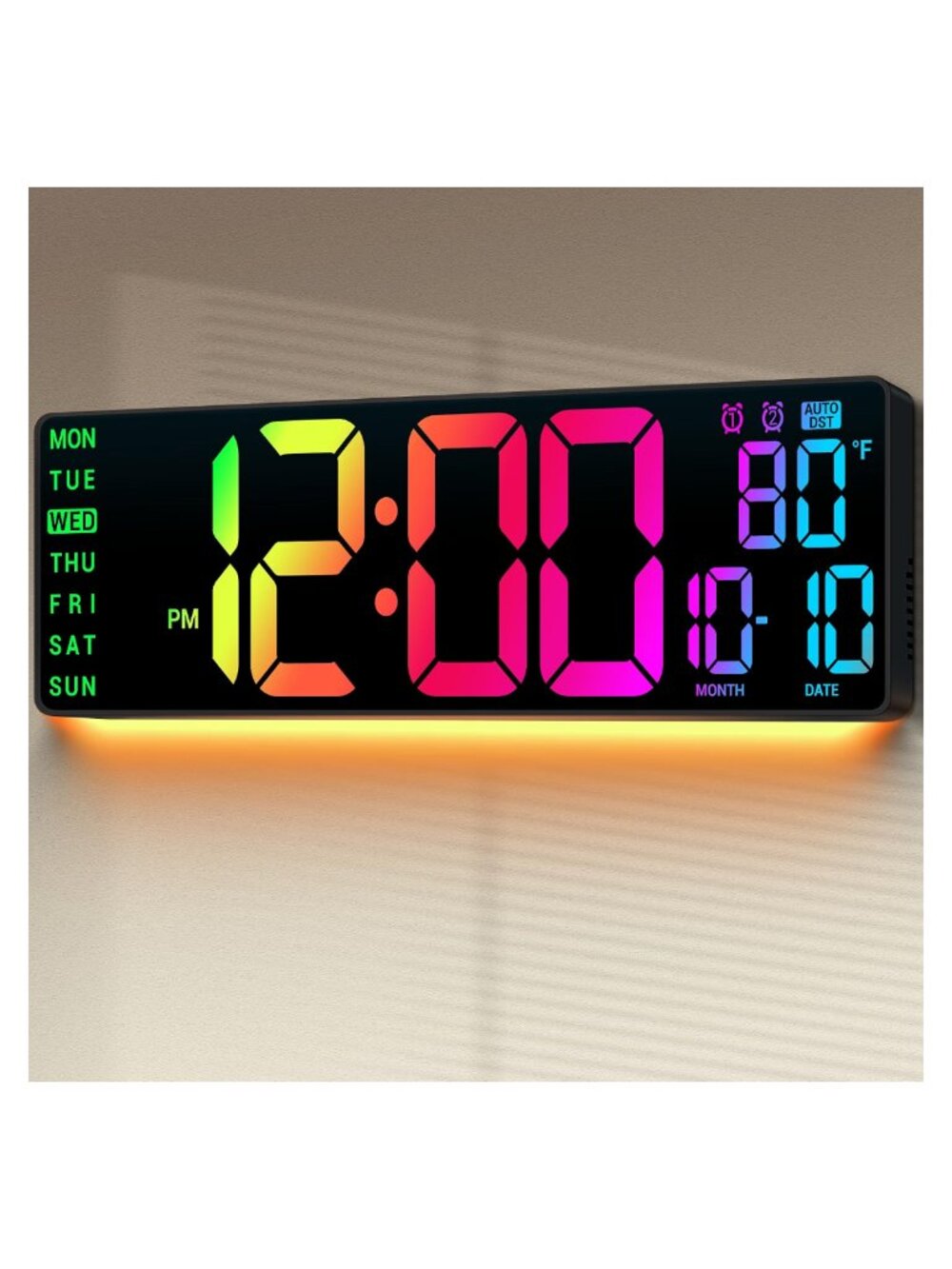 16.5" Large Digital Wall Clock RGB LED Display Remote Control Timer